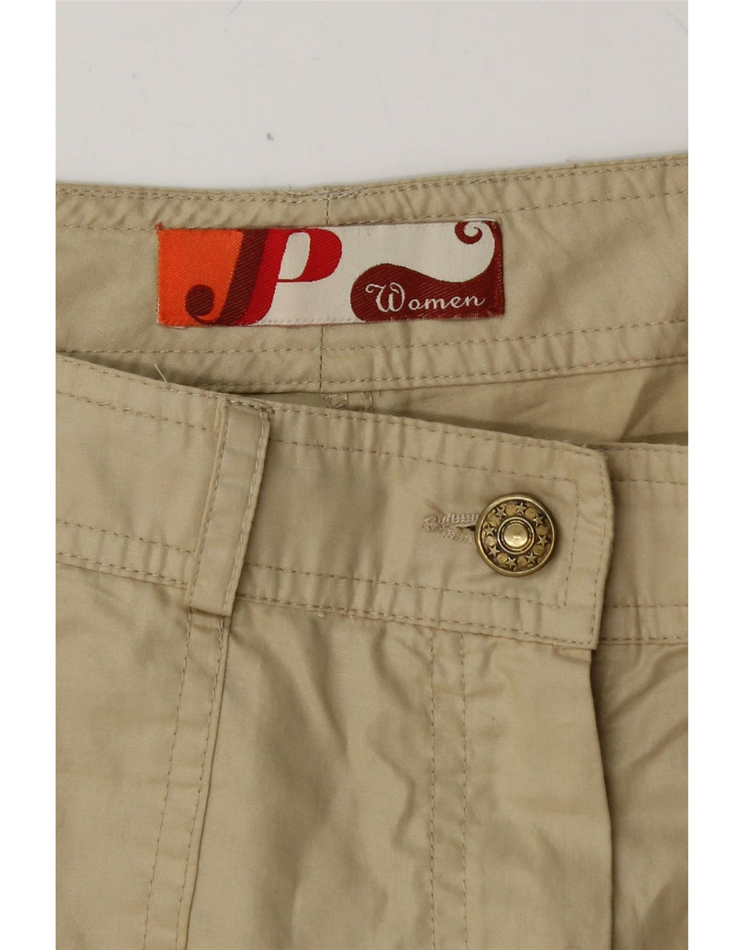 VINTAGE Womens Straight Cargo Capri Trousers W32 L20 Beige Vintage Vintage and Second-Hand Vintage from Messina Hembry 