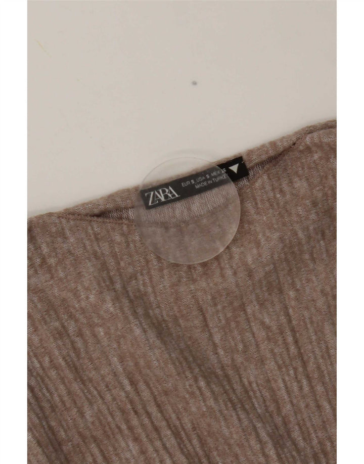 Top corto in camicetta corta da donna Zara UK 10 piccolo marrone