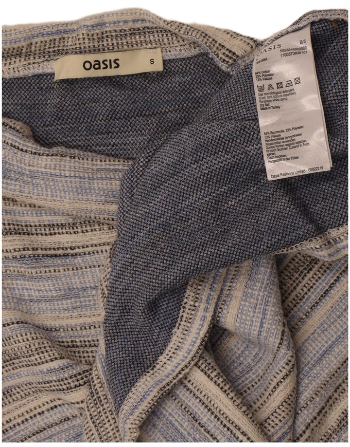 Top da donna a maniche lunghe Oasis UK 10 piccolo cotone a righe blu