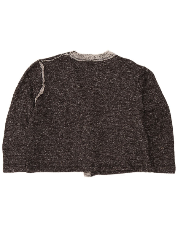 Zara Womens Crop Cardigan Sweater UK 16 Large Grey Flecked Bomuld
