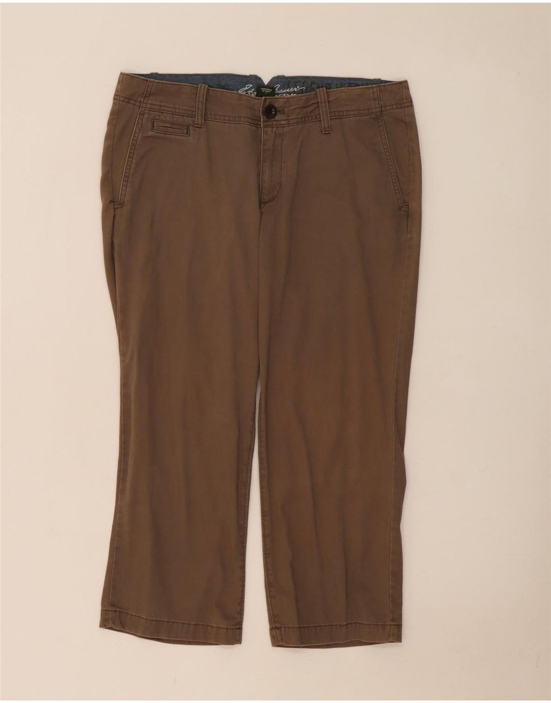 Eddie Bauer Womens Capri Trousers US 8 Medium W34 L23 Beige Cotton