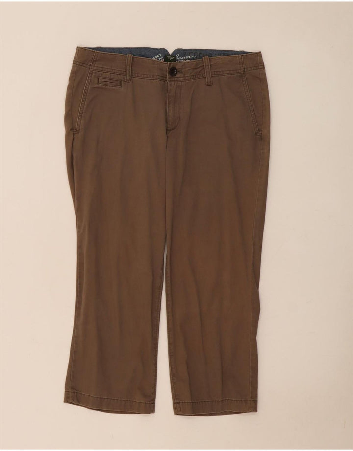 Eddie Bauer Womens Capri Trousers US 8 Medium W34 L23 Beige Cotton