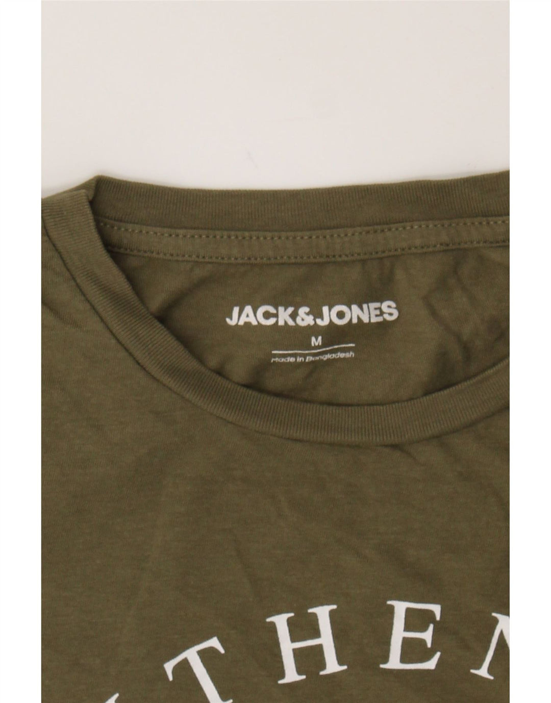 JACK & JONES Mens Graphic T-Shirt Top Medium Khaki Cotton Vintage Jack & Jones and Second-Hand Jack & Jones from Messina Hembry 
