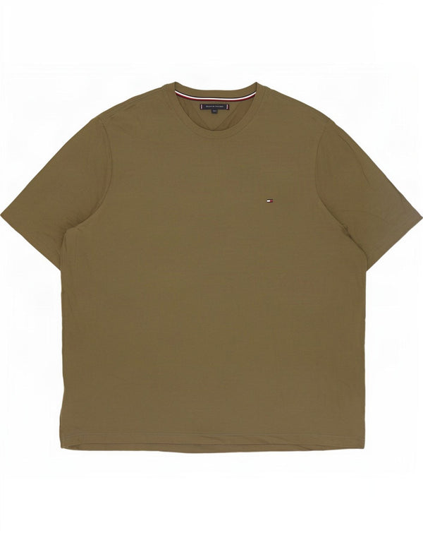 Tommy Hilfiger Herre høj T-shirt Top 3XL Khaki Bomuld