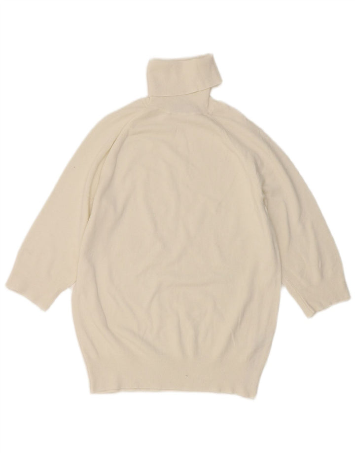 Zara Womens Short Sleeve Roll Neck Jumper Sweater UK 12 Medium White