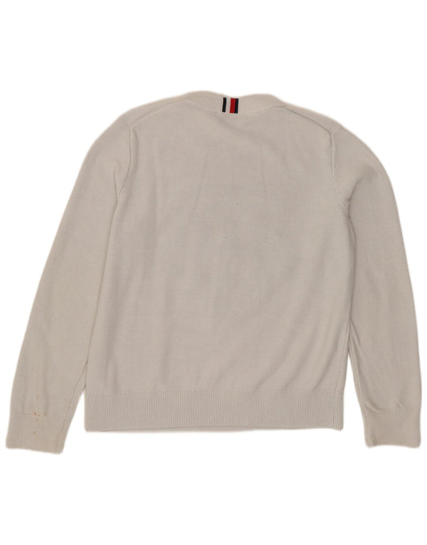 Maglione maglione girocollo con grafica da donna Tommy Hilfiger UK 16 grande bianco