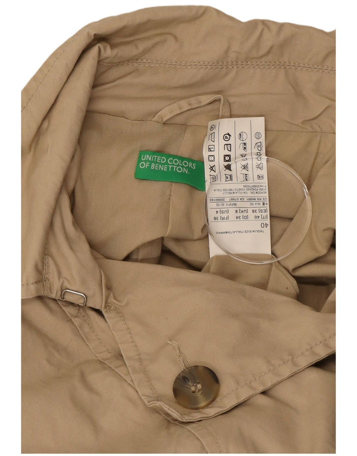 Benetton Womens Trench Coat UK 8 Small Beige Cotton