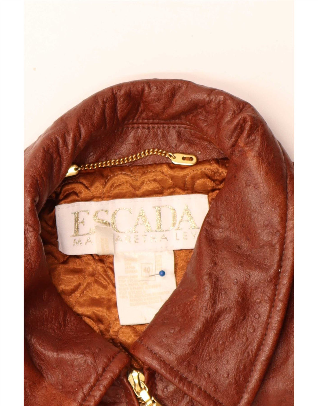 Escada Womens by Margaretha Ley Loose Fit Leather Coat EU 40 Medium Brown