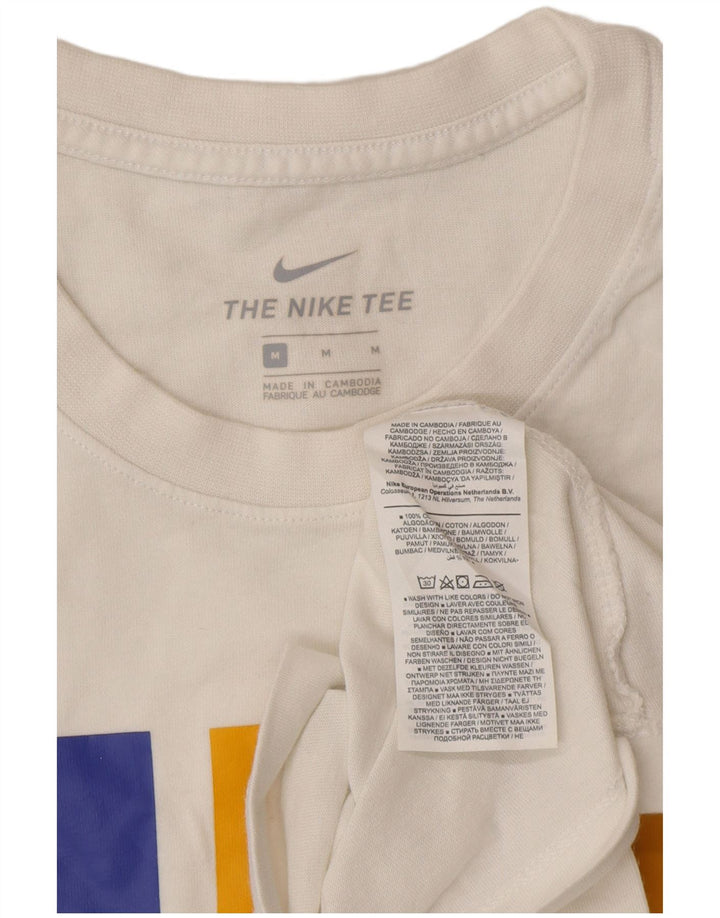 NIKE Mens Graphic T-Shirt Top Medium White Cotton