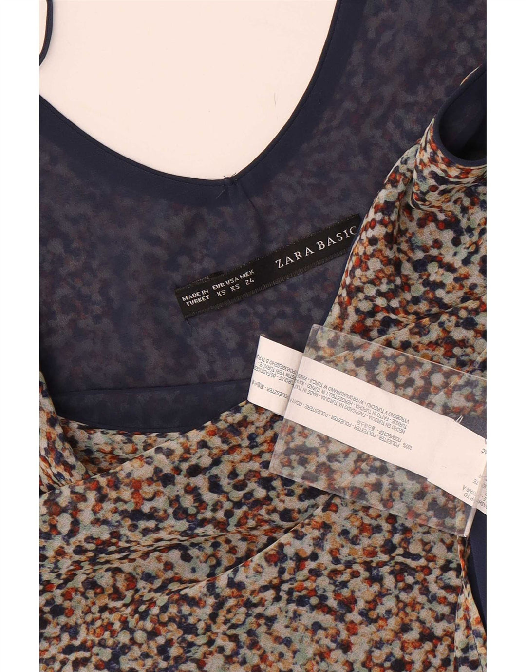 Женский топ на бретельках Zara UK 6 XS, разноцветный пятнистый полиэстер