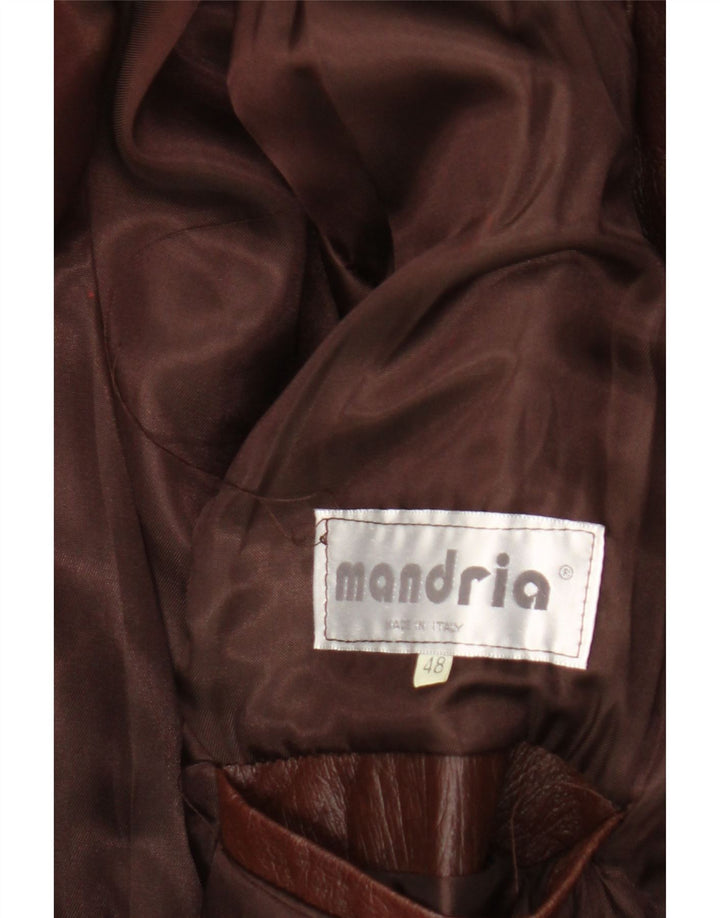 Cappotto in pelle vintage da uomo IT 48 Marrone medio