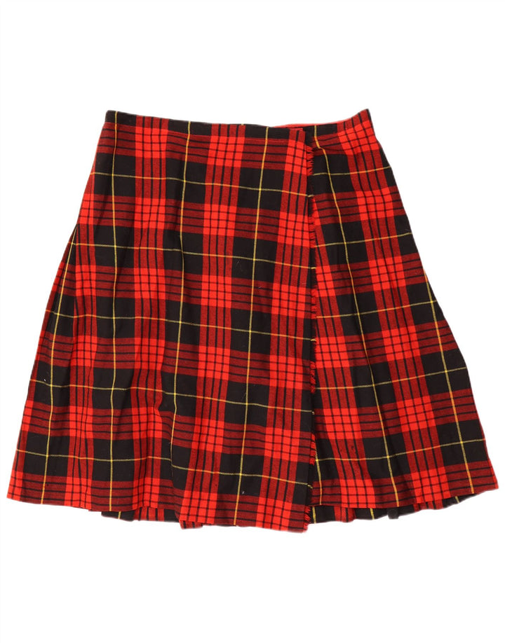 Vintage Womens Wrap Skirt W36 XL Red Plaid Wool