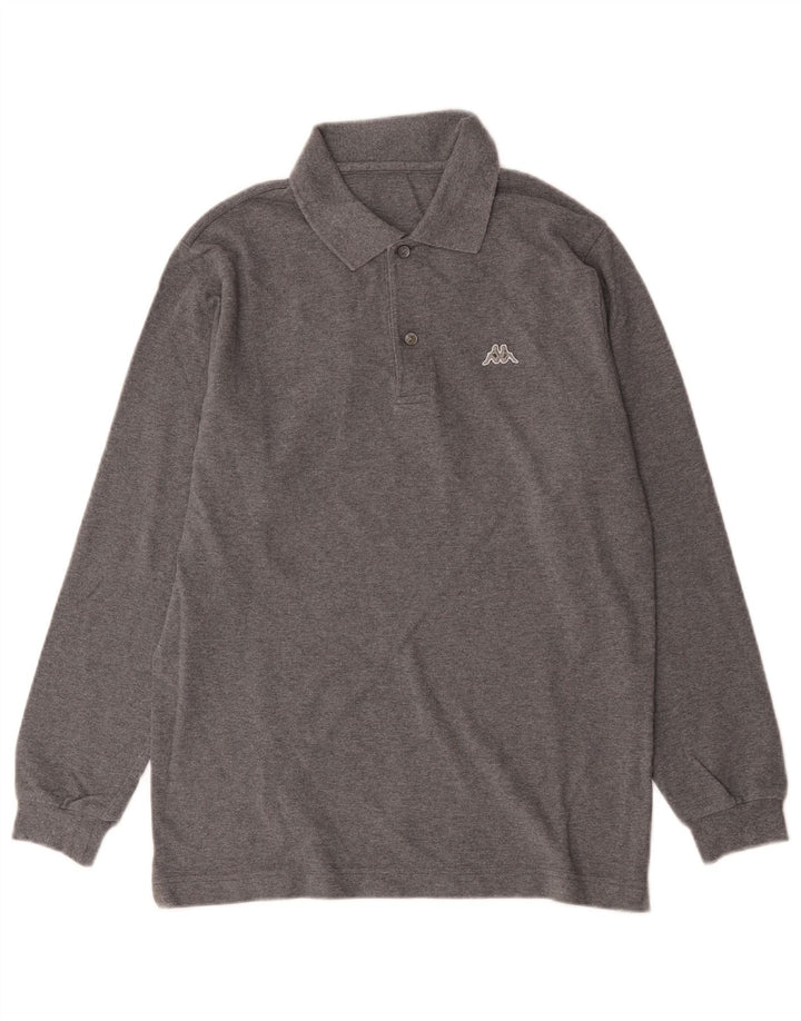 Kappa Mens Long Sleeve Polo Shirt Small Grey Cotton