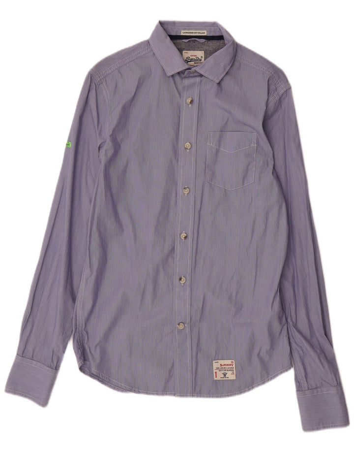 SUPERDRY Mens Shirt Small Blue Pinstripe Cotton