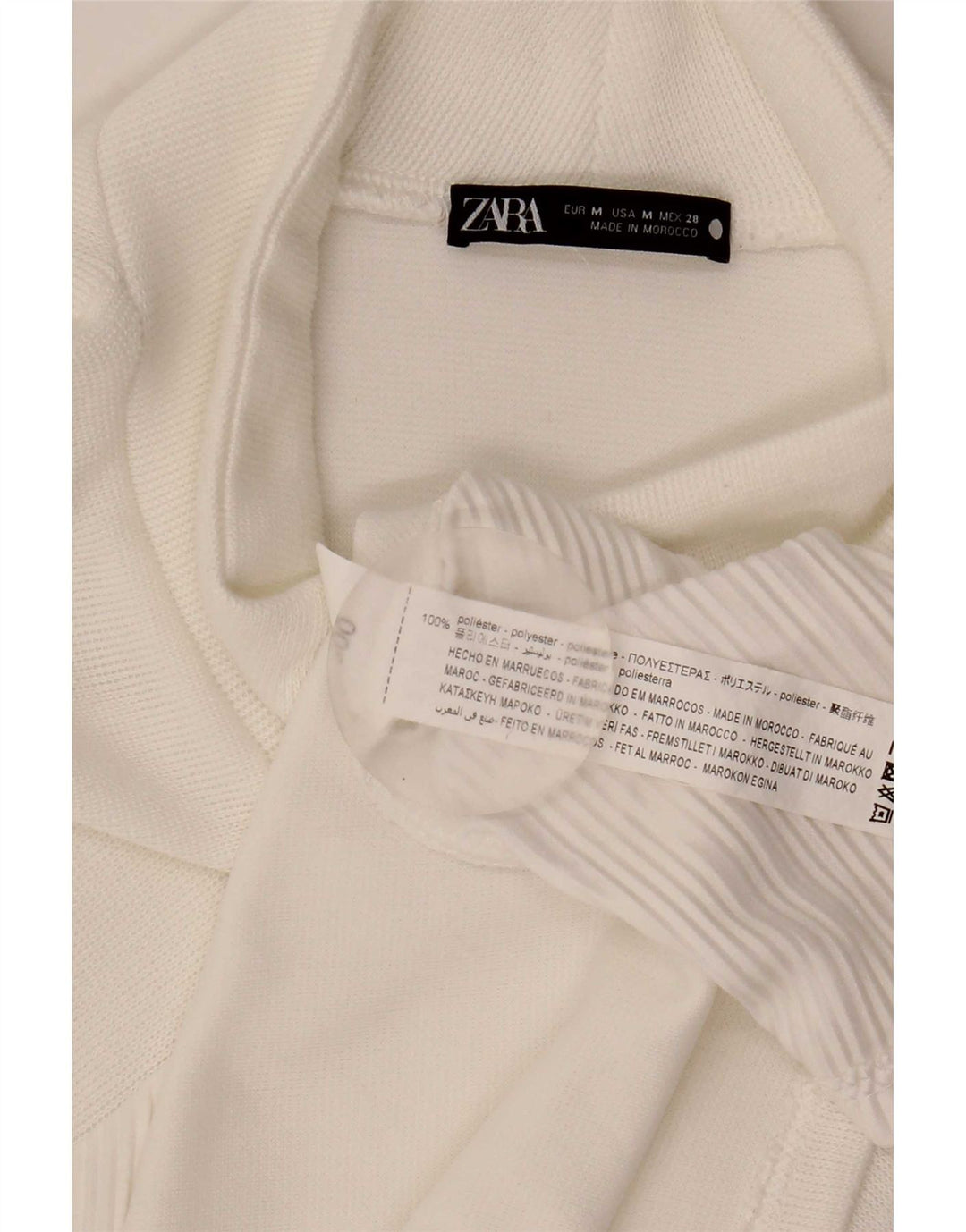Zara Γυναικείο μακρυμάνικο φόρεμα Shift UK 14 Medium White Polyester