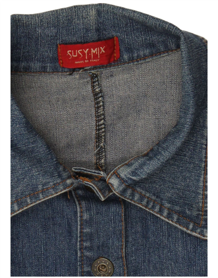 Susy Mix Womens Denim Trench Coat UK 10 Small Blue