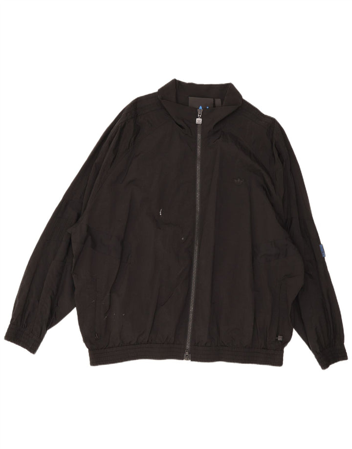 Adidas Mens Loose Fit Bomber Jacket UK 42 XL Black Polyamide