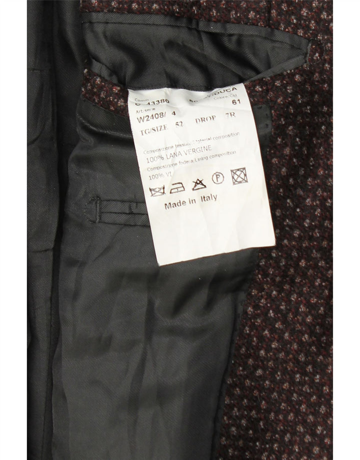 Al Duca D'Aosta Mens 3 Button Blazer Jacket IT 52 XL Burgundy Flecked