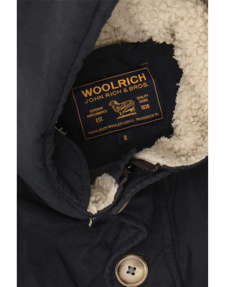 Jachetă căptușită cu glugă pentru băieți Woolrich 7-8 ani bleumarin