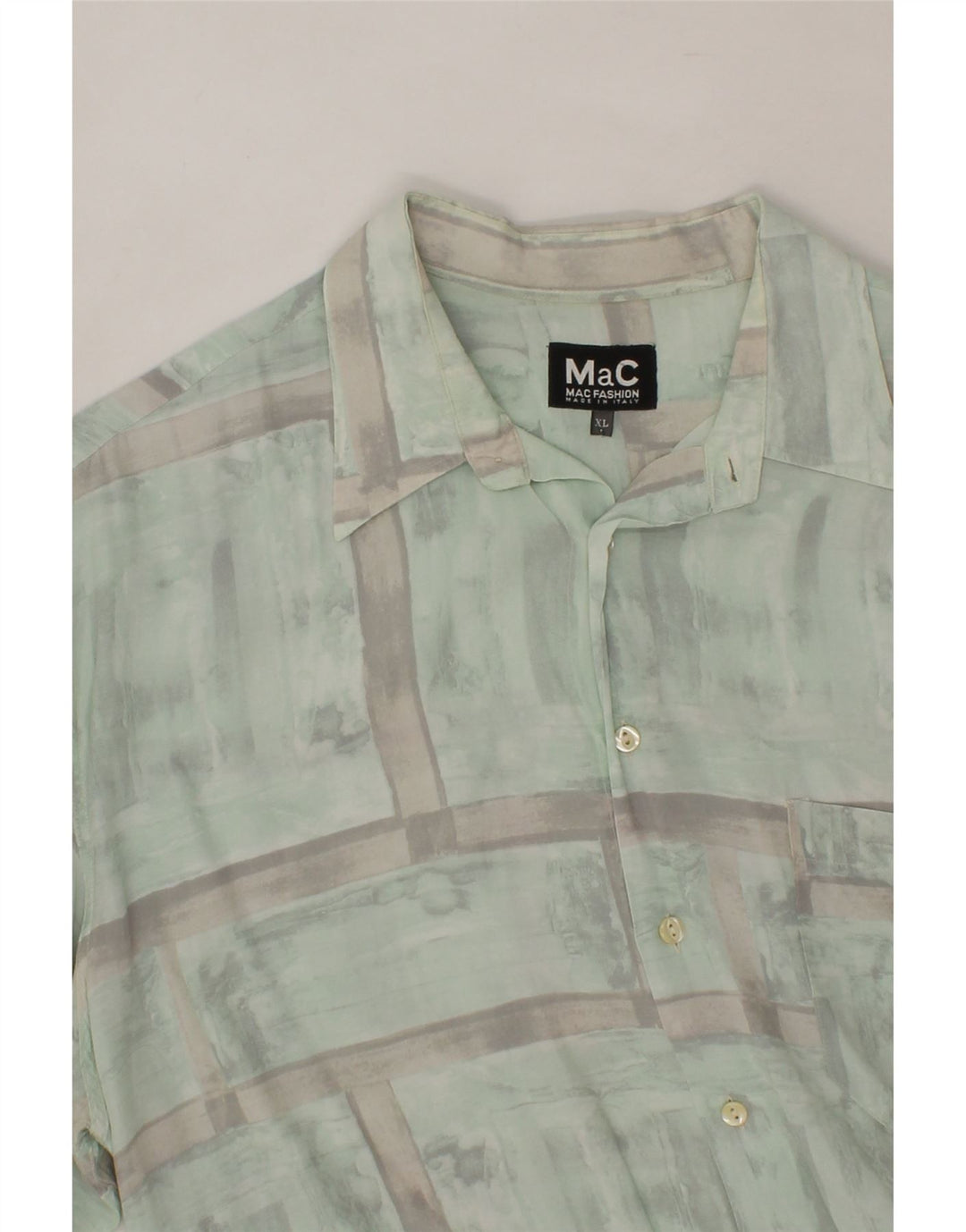 VINTAGE Mens Short Sleeve Shirt XL Green Check Viscose Vintage Vintage and Second-Hand Vintage from Messina Hembry 
