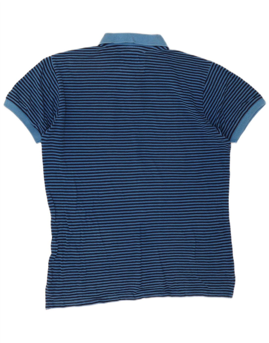 North Sails Mens Polo Shirt Large Blue Striped Cotton