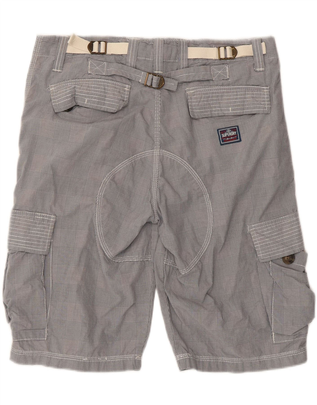Pantaloni scurți cargo pentru bărbați SUPERDRY, mediu W34, bumbac cu carouri gri