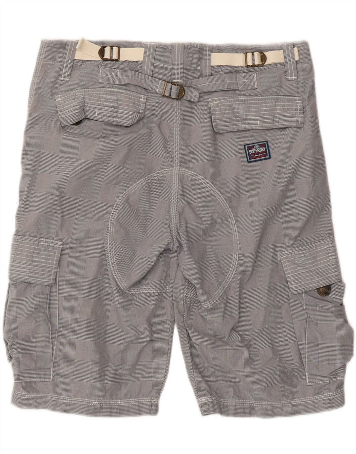 Pantaloni scurți cargo pentru bărbați SUPERDRY, mediu W34, bumbac cu carouri gri