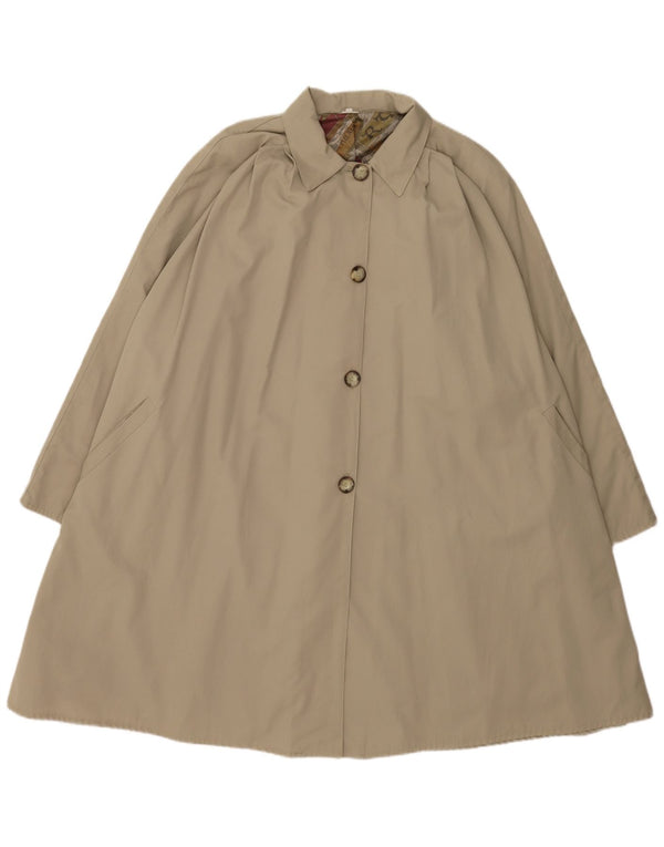 Vintage Kvinders Oversized Trench Coat UK 10 Lille Beige Bomuld