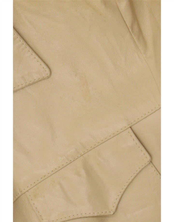 Bayside Mens Leather Jacket UK 40 Large Beige Leather