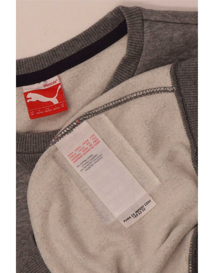 Puma Mens Graphic Regular Fit Moletom Jumper Médio Algodão Cinza