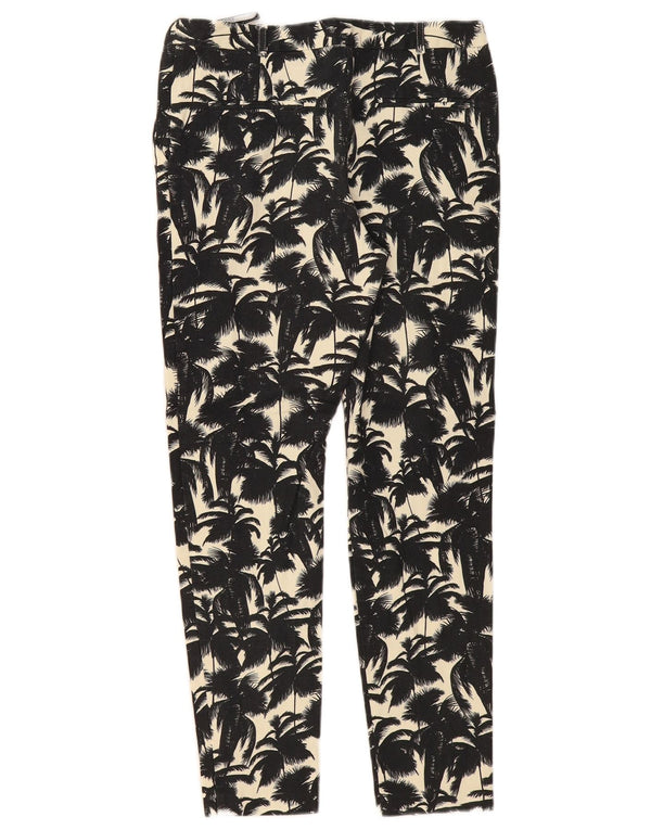 Topshop Damen Graphic Slim Cropped-Hose UK 10 Small W28 L26 Schwarz