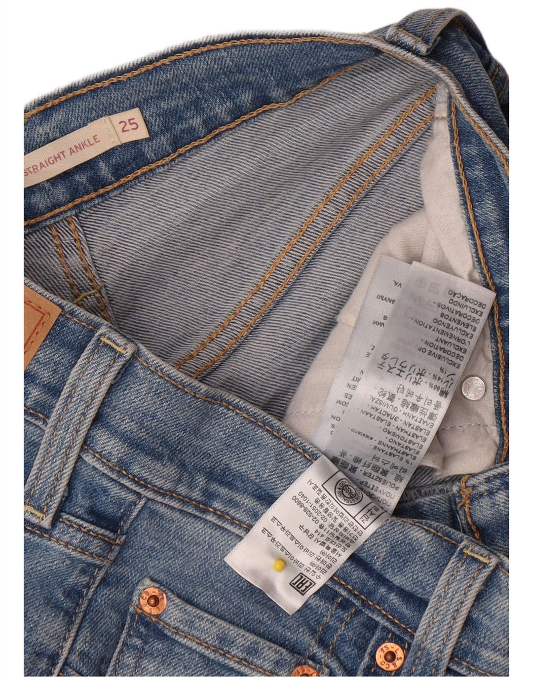 Levi's Womens Ribcage Straight Jeans W25 L29 Blue Cotton