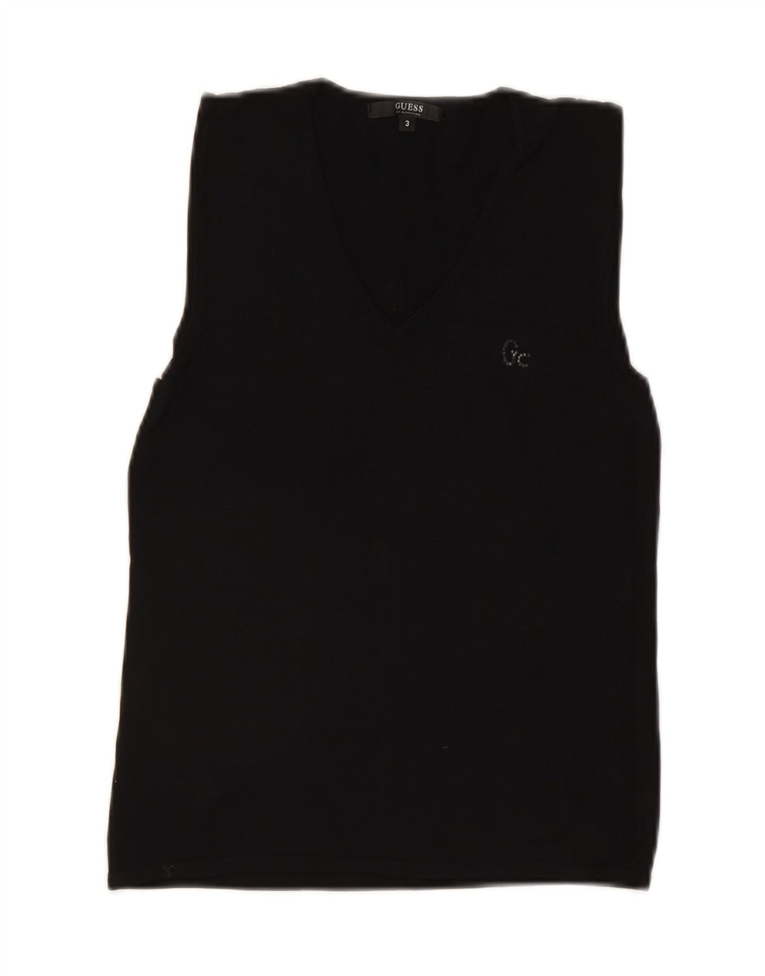 GUESS Womens Crop Vest Tank Top US 3 XS Black Vintage Guess and Second-Hand Guess from Messina Hembry 