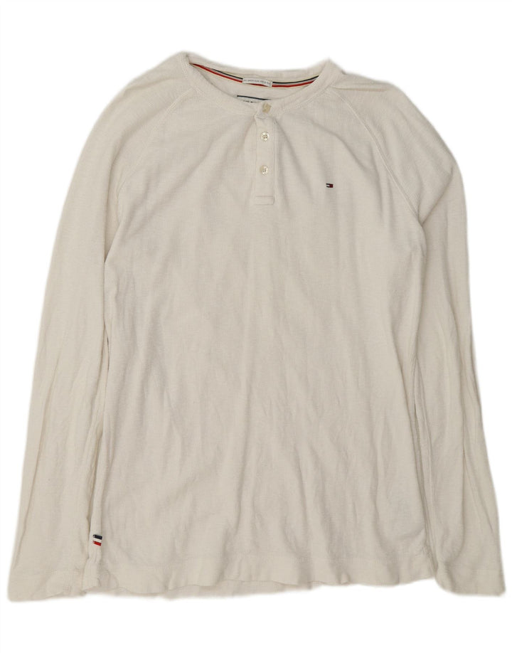 Tommy Hilfiger Bărbați Regular Top cu mânecă lungă mare, alb, bumbac