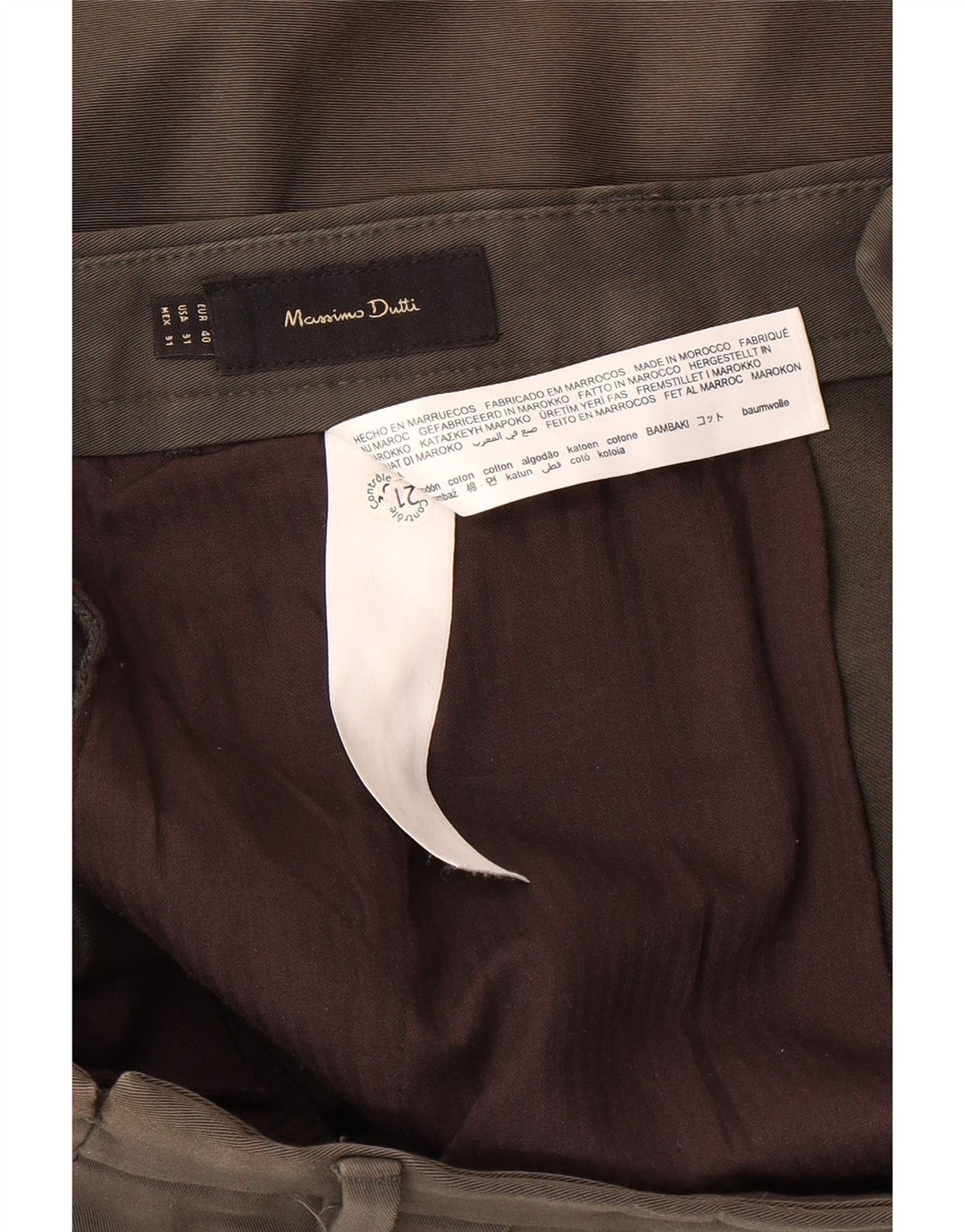 MASSIMO DUTTI Mens Chino Trousers EU 40 Medium W34 L28 Green Classic