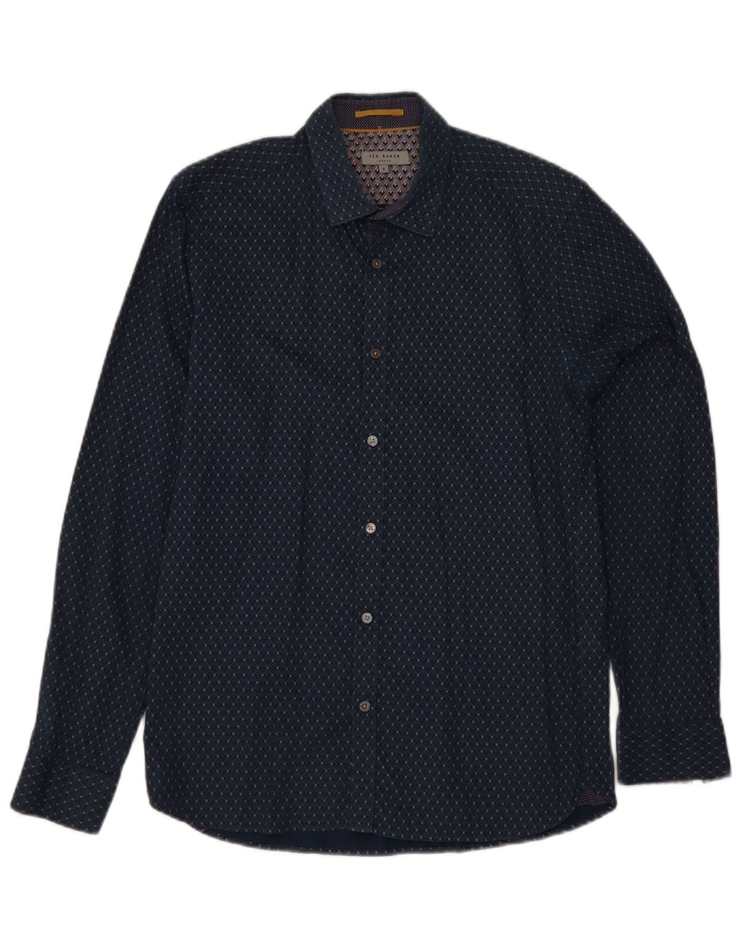 Ted Baker Mens Shirt Size 3 Medium Navy Blue Floral Cotton
