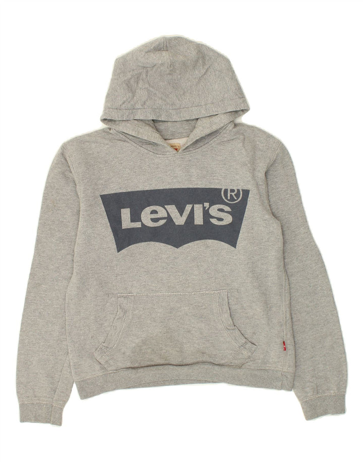 LEVI'S Boys Graphic Hoodie Jumper 13-14 Years Grey Cotton Vintage Levi's and Second-Hand Levi's from Messina Hembry 