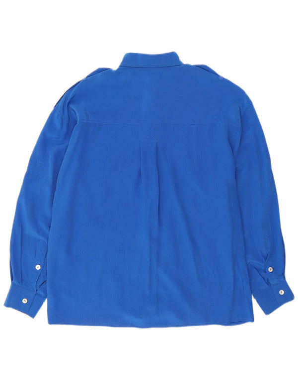 Nadine H Camisa militar para mujer UK 46 Large Seda azul