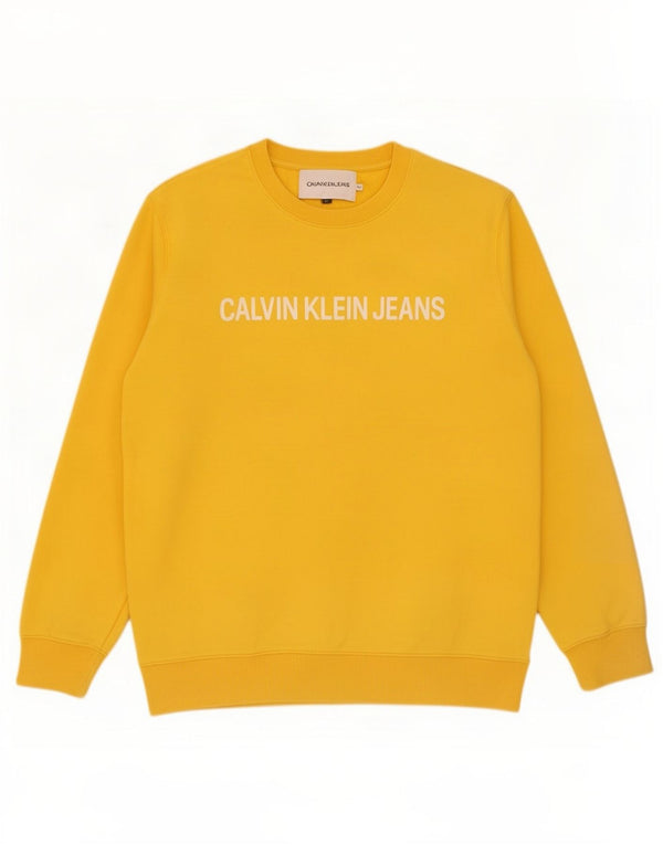 Calvin Klein Jeans Felpa grafica da uomo Maglione XL Cotone giallo