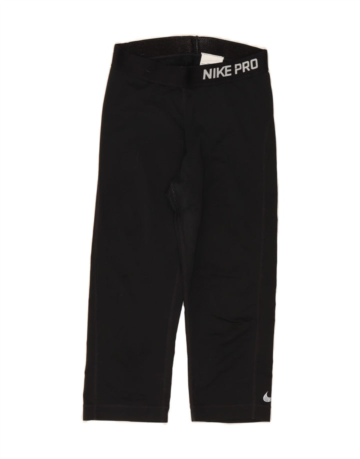 NIKE Womens Dri Fit Graphic Tracksuit Trousers UK 8 Small Black Polyester Vintage Nike and Second-Hand Nike from Messina Hembry 