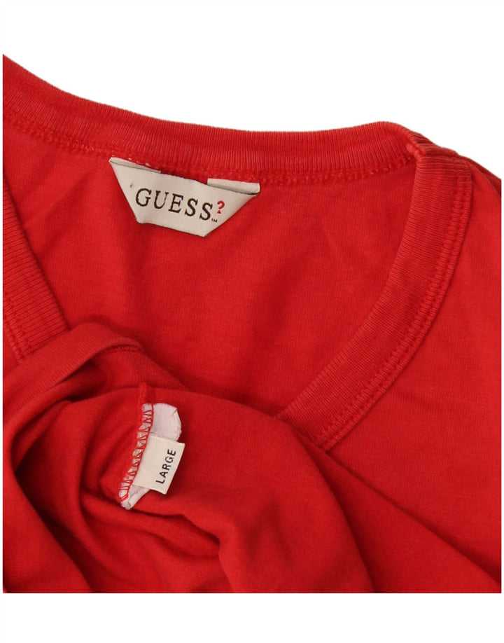 Guess Womens Graphic T-Shirt Top UK 14 Large Red