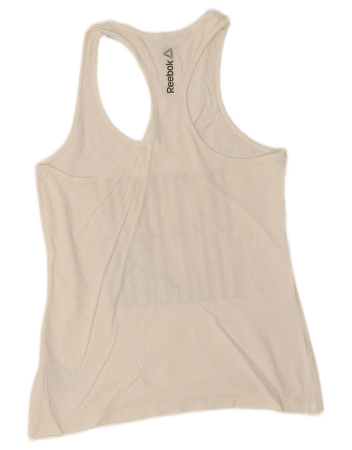 Reebok Womens Graphic Vest Top UK 8/10 Small White Cotton