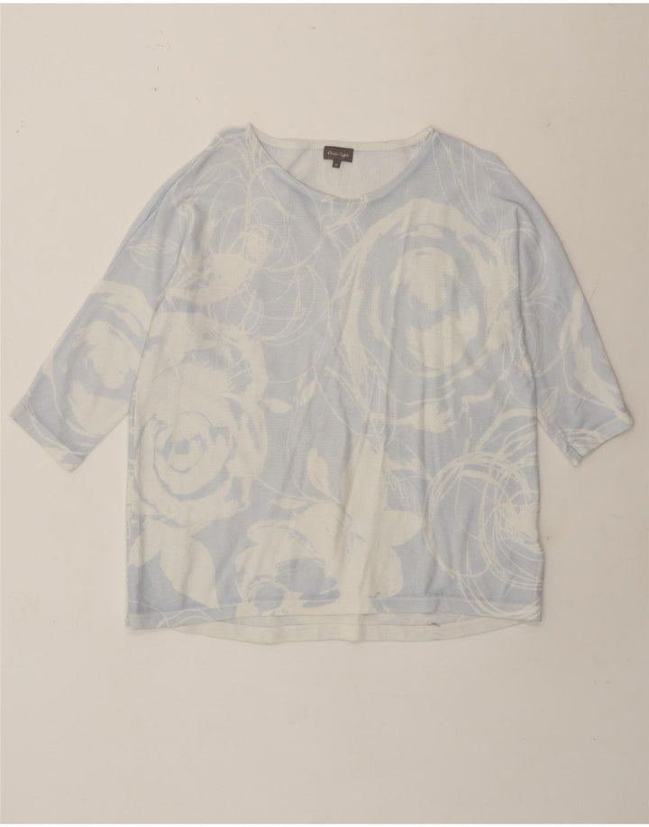 Phase Eight Womens Top 3/4 Sleeve UK 12 Medium Blue Floral Cotton