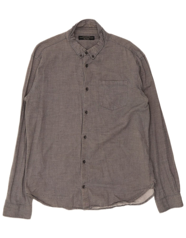 Camicia da uomo All Saints Large in cotone grigio
