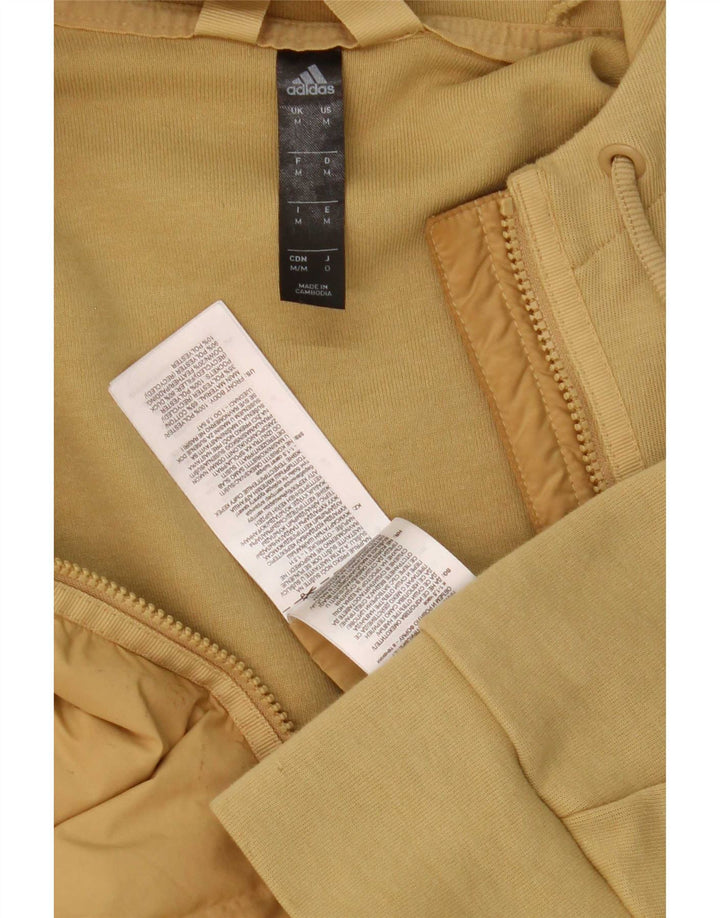Adidas Mens Hooded Bomber Jacket UK 38 Medium Beige Cotton