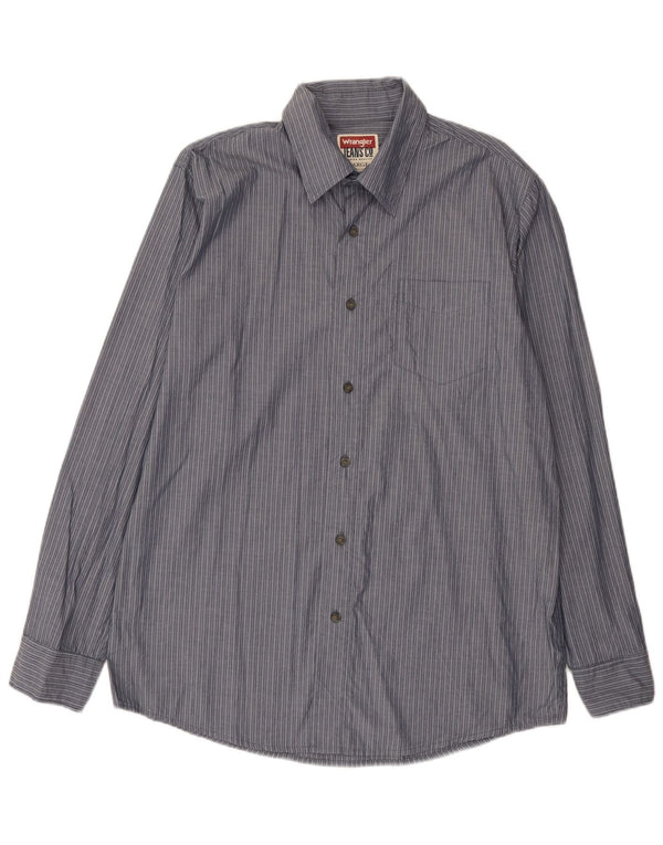 Camicia da uomo Wrangler grande in cotone gessato blu