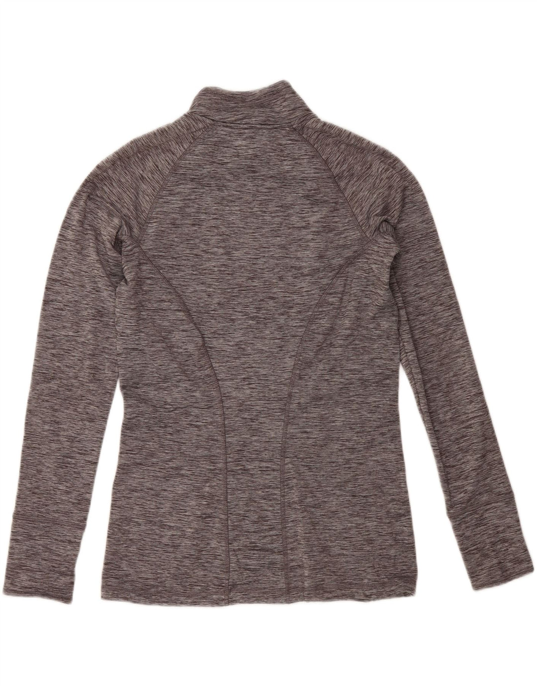 EDDIE BAUER Womens Zip Neck Top Long Sleeve UK 12 Medium Grey Flecked Vintage Eddie Bauer and Second-Hand Eddie Bauer from Messina Hembry 