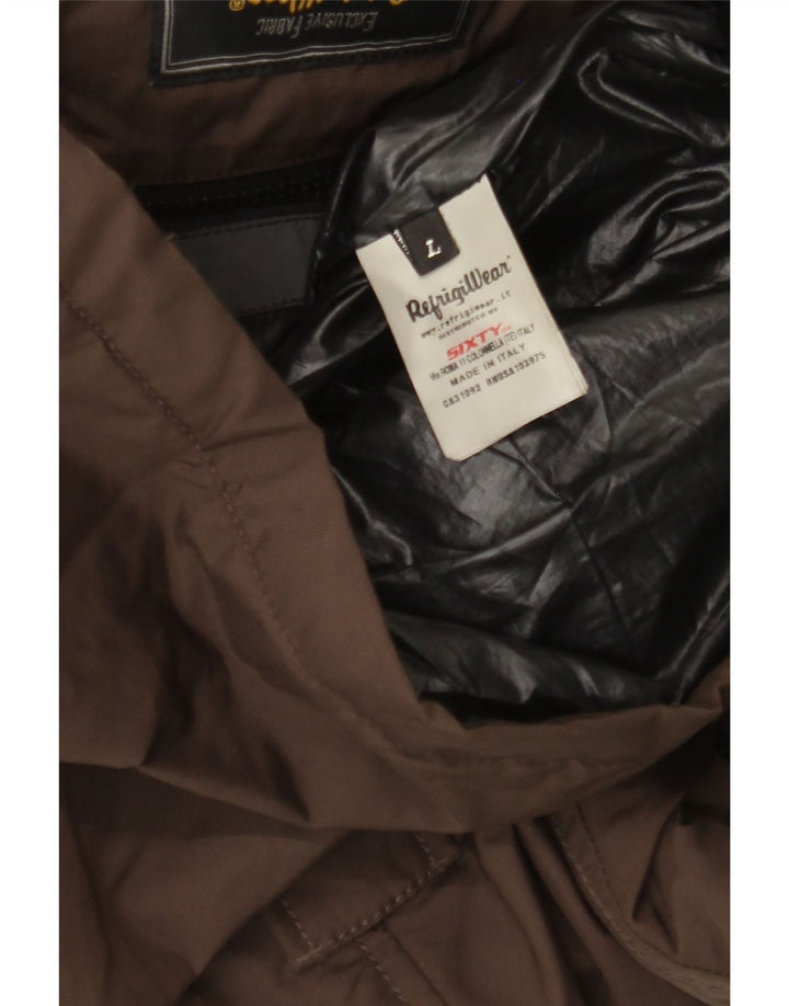 REFRIGIWEAR Mens Utility Jacket UK 40 Large Brown Colourblock Polyamide