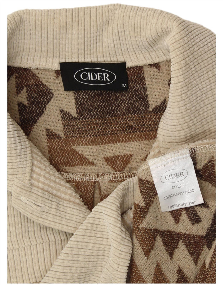 CIDER Dame Overshirt Skjorte UK 14 Medium Beige Geometrisk Polyester Aztec