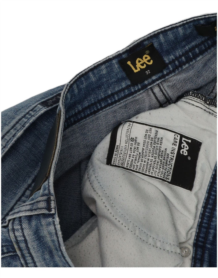 Lee Herren Distressed Denim Shorts W32 Mittelblaue Baumwolle